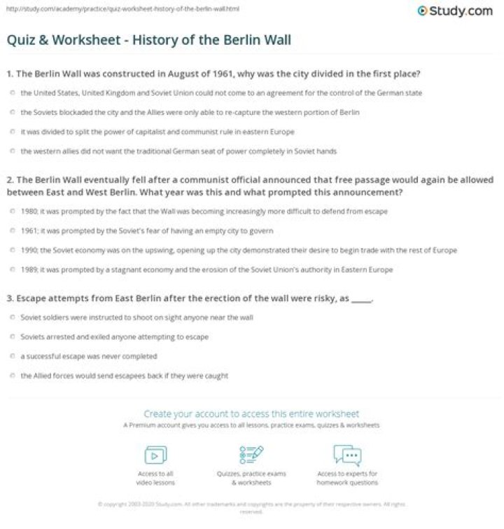 Berlin Wall Worksheet PDF – History Lesson & Study Guide