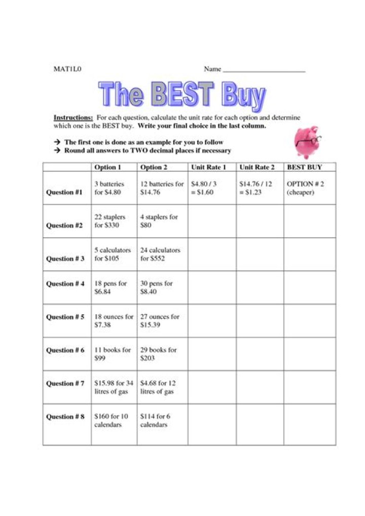 Best Buy Worksheet PDF with Answers: Free Download