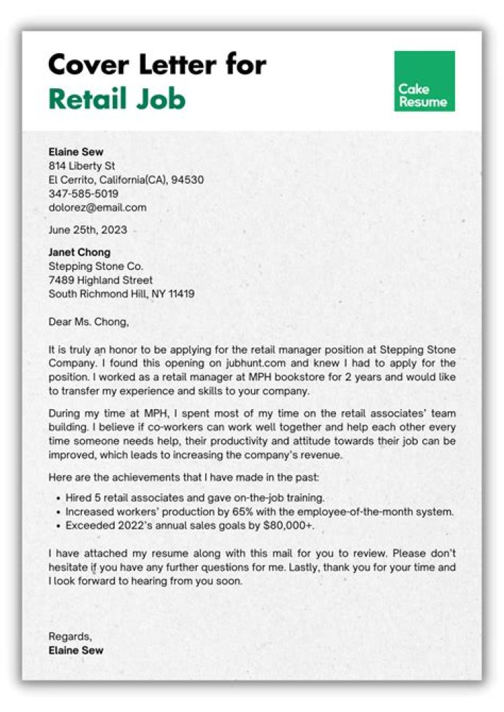 Best Retail Manager Cover Letter for PDF – Stand Out in 2024