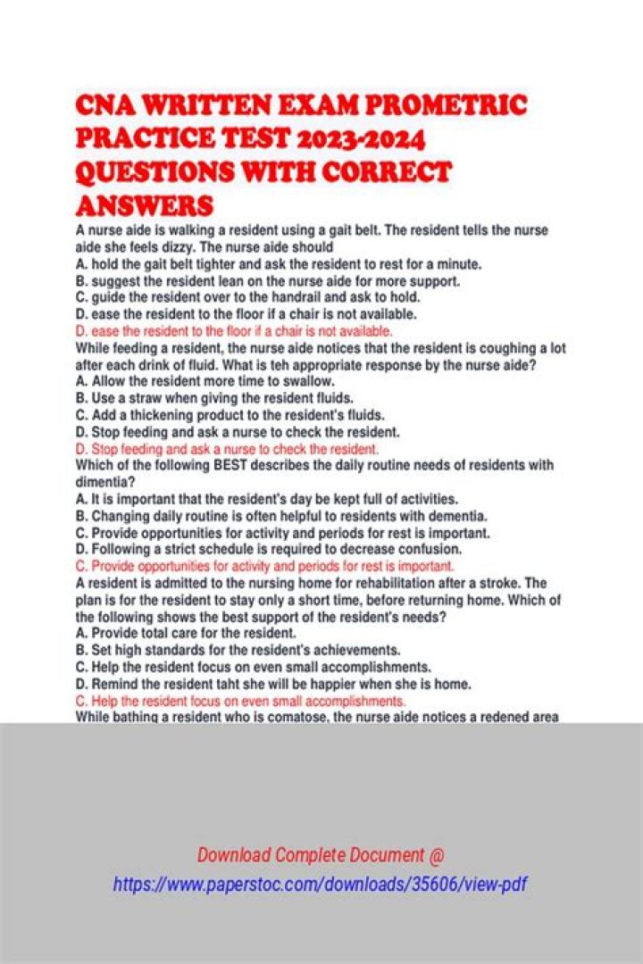 Best Free Prometric CNA Practice Test with Answers PDF – Instant Download