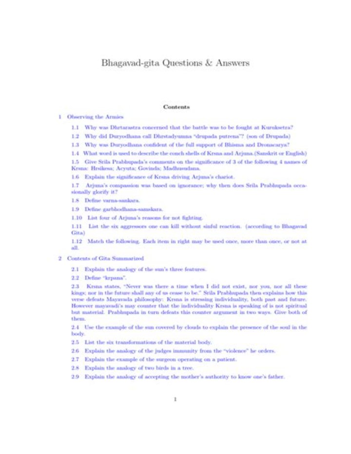 Bhagavad Gita Questions & Answers PDF in English: Expert Insights
