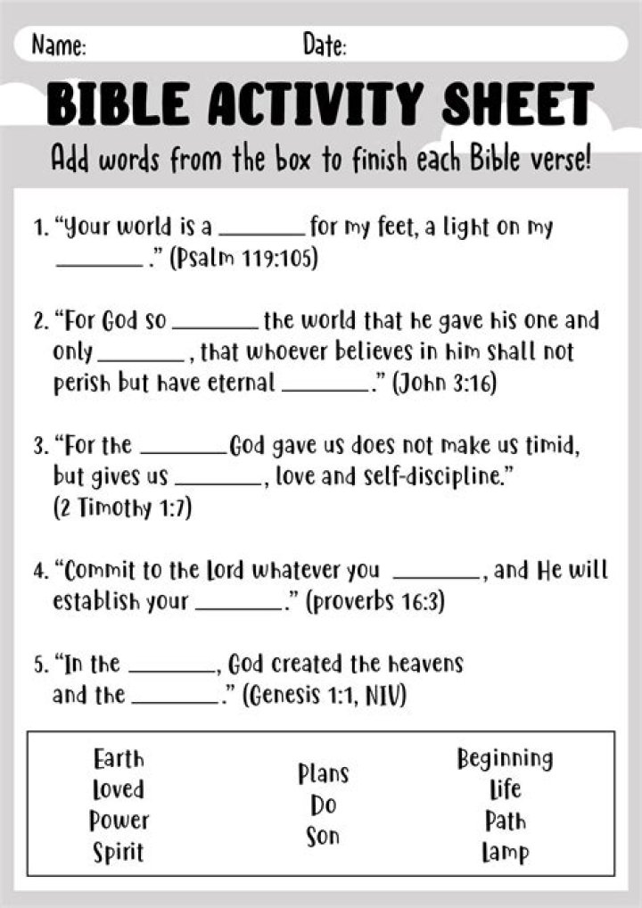 Free Bible Activity Sheets PDF for Kids and Adults