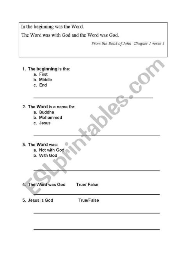 Bible Comprehension Worksheets PDF for Hands-On Learning