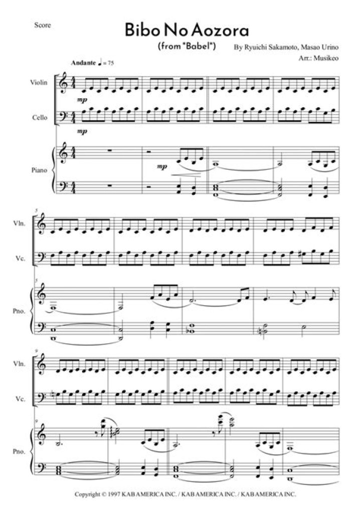 Download Bibo no Aozora Piano Sheet Music PDF – Free Download