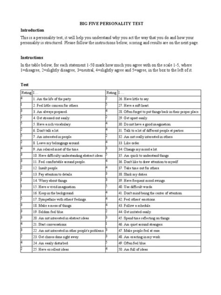Big 5 Personality Test PDF: Discover Your Traits & Insights