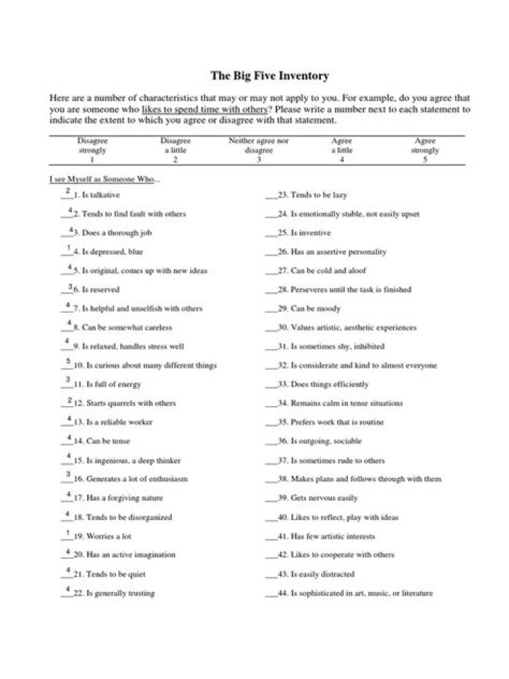 Big Five Inventory Test PDF: Official Guide & Download