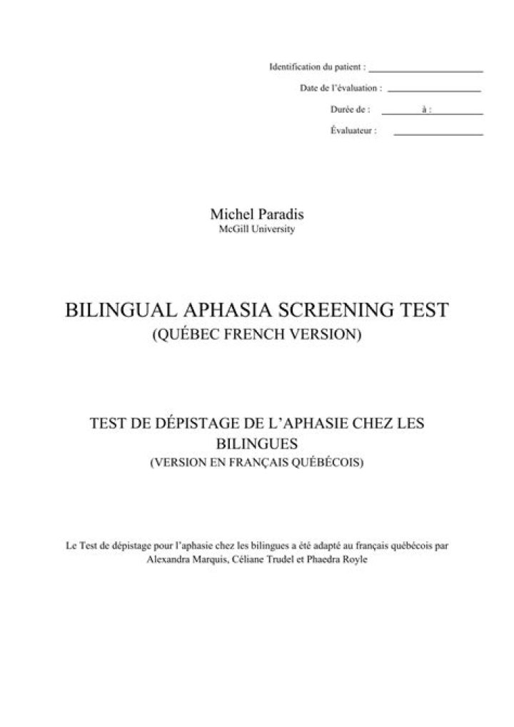 Bilingual Aphasia Test PDF: Complete Assessment Guide