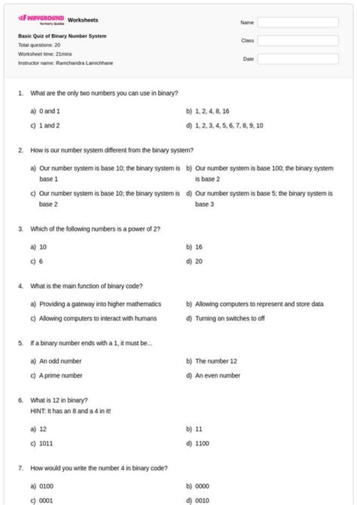 Binary Number System Questions and Answers PDF – Expert Study Guide