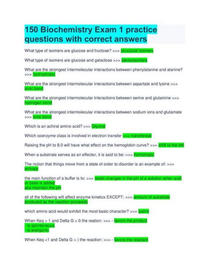 Biochemistry Exam Questions PDF – Practice & Prep for Success