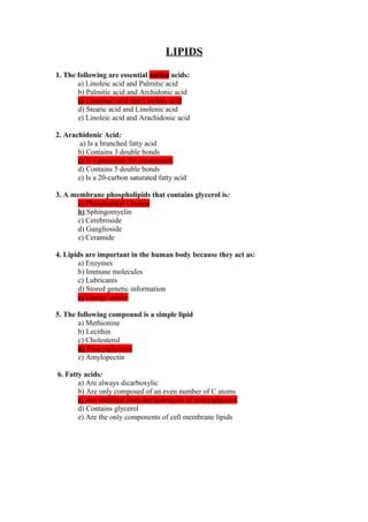 Biochemistry Lipids: Expert Q&A PDF Guide