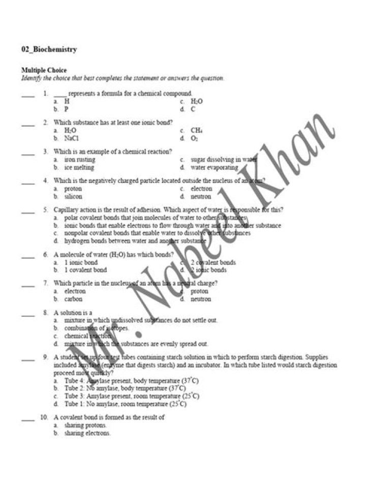Master Biochemistry with Expert Multiple Choice Questions PDF