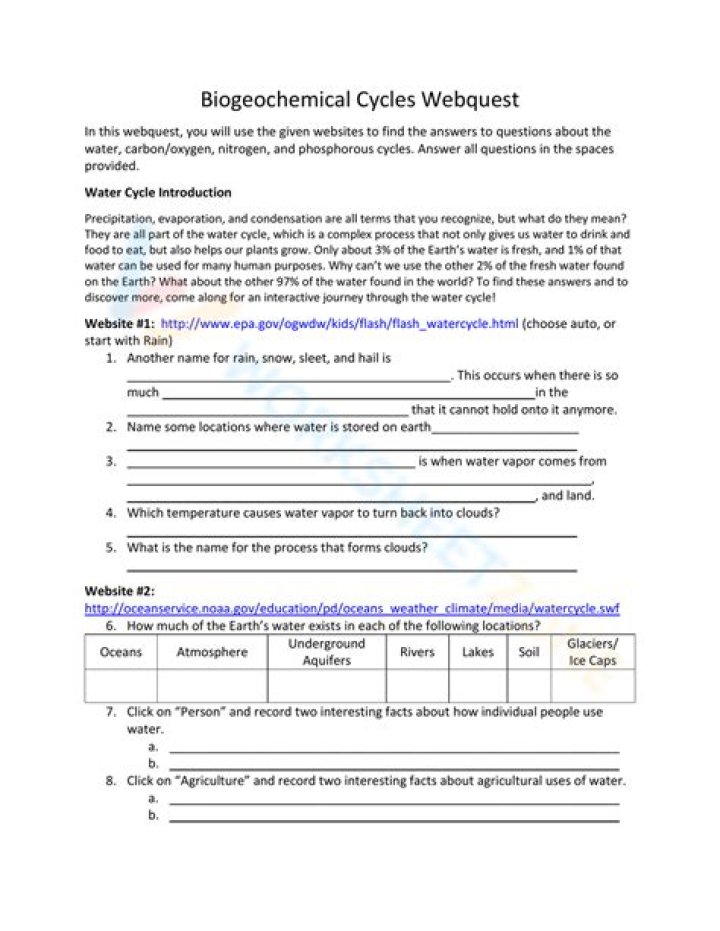 Biogeochemical Cycles Worksheet PDF Answers: Complete Study Guide
