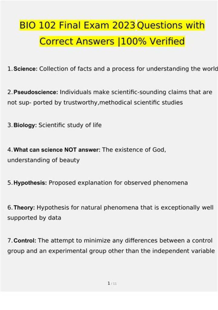 Biology 102 Final Exam Questions & Answers PDF – Free Study Resource