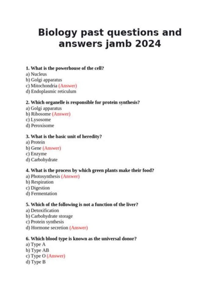 Biology Jamb Past Questions & Answers PDF – Crack Exam Readiness