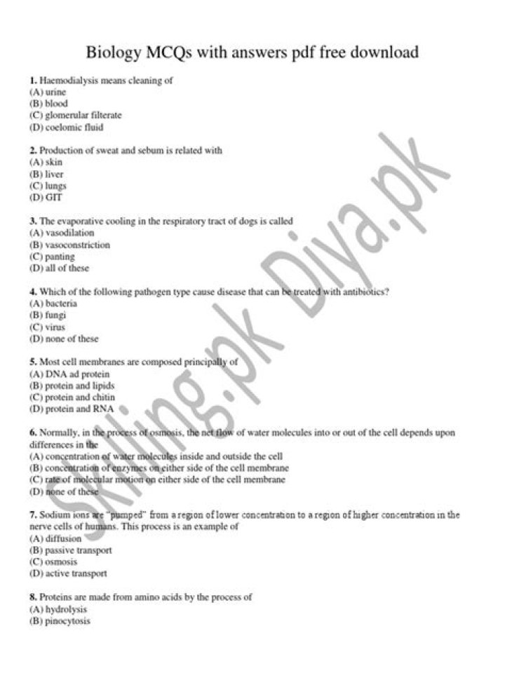 Biology MCQs with Answers PDF – Perfect Study Guide