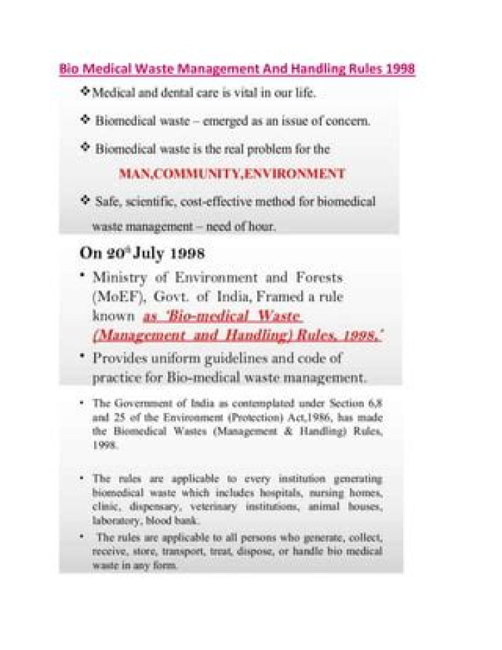 Biomedical Waste Management and Handling Rules 1998: Essential Legal Guide