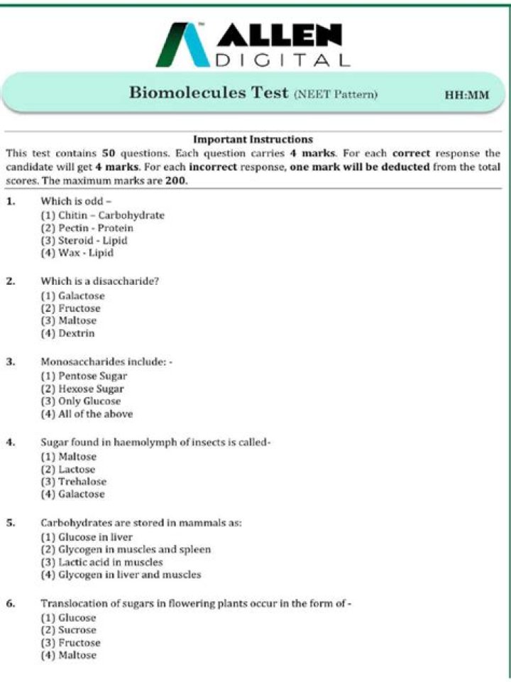 Biomolecules Test PDF: Comprehensive Analysis & Results