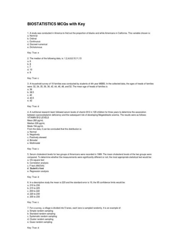 Biostatistics MCQs with Answers PDF – Master Exam Readiness
