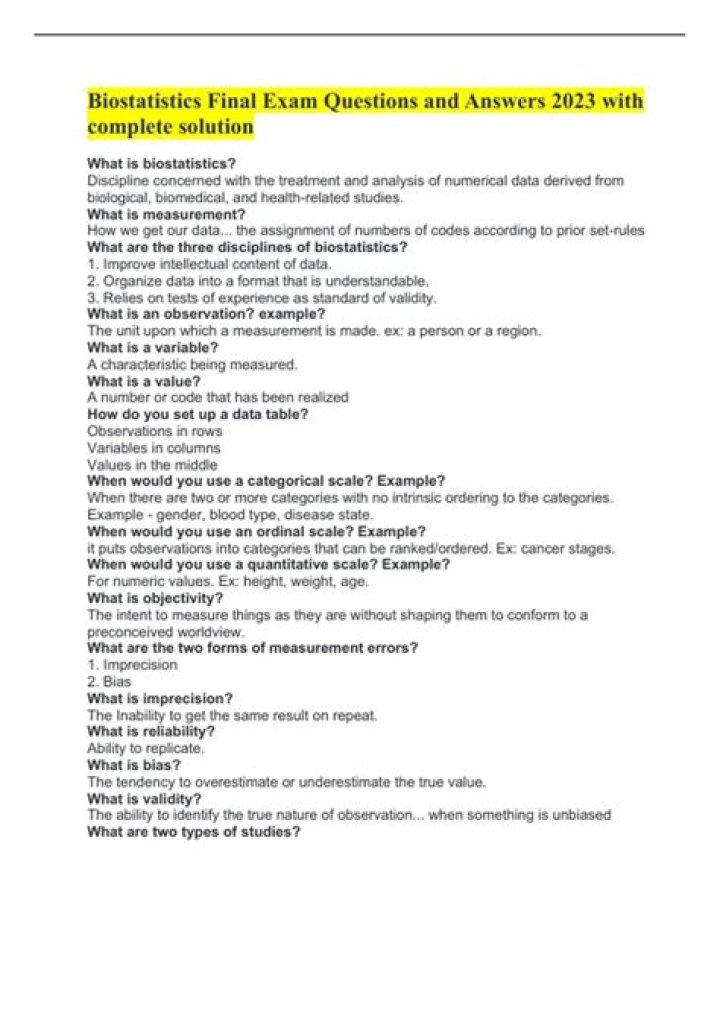 Biostatistics Questions and Answers PDF – Expert Study Guide