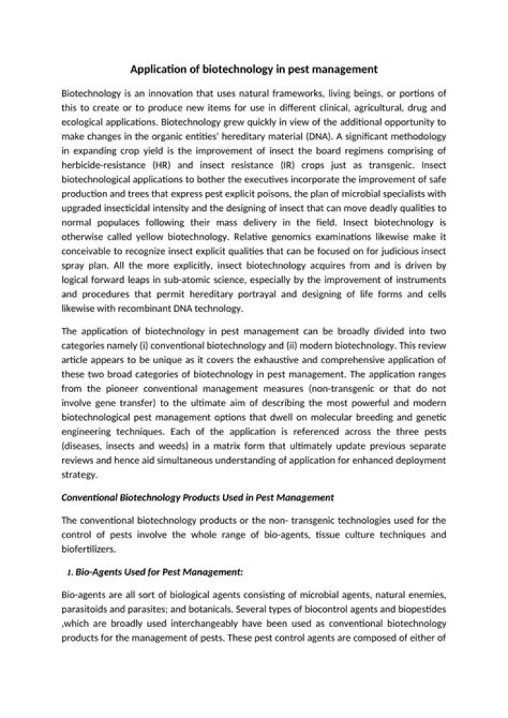 Biotechnology in Pest Management: A Comprehensive PDF Guide