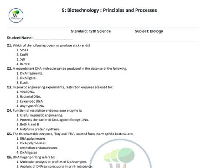 Free Download: Top Biotechnology Questions and Answers PDF