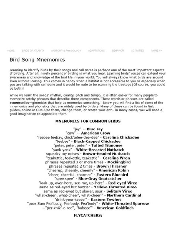 Bird Song Mnemonics List PDF: Master Bird Calls with Ease