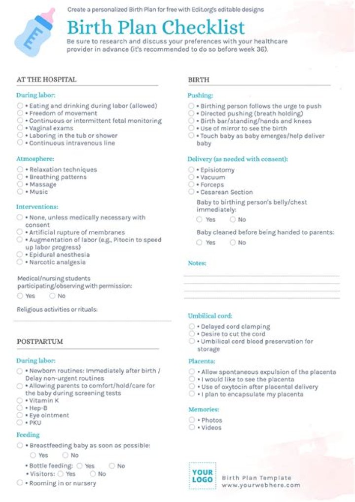 Birth Plan Checklist PDF: Essential Guide for a Smooth Delivery