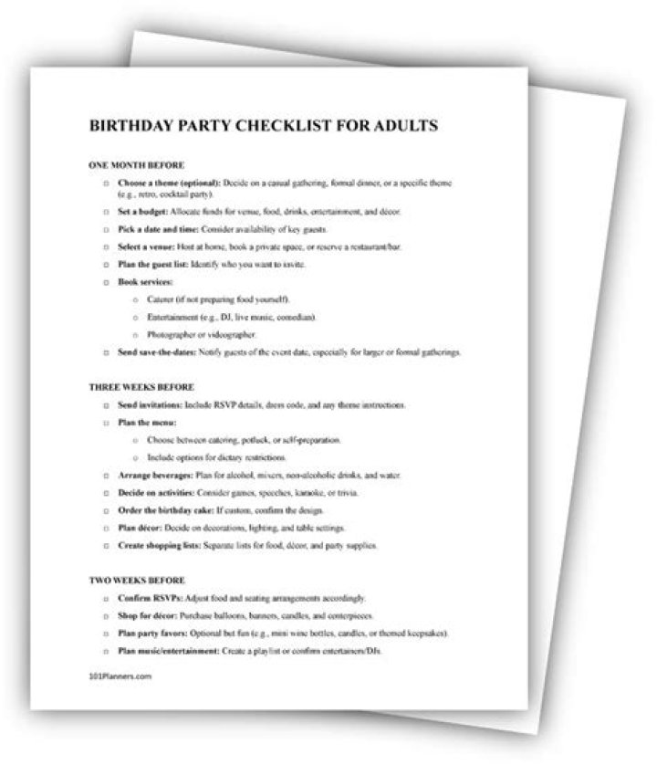 Adult Birthday Party Planning Checklist PDF – Free Download