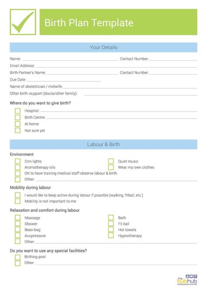 Birthing Plan Template PDF – Printable Guide for a Smooth Delivery
