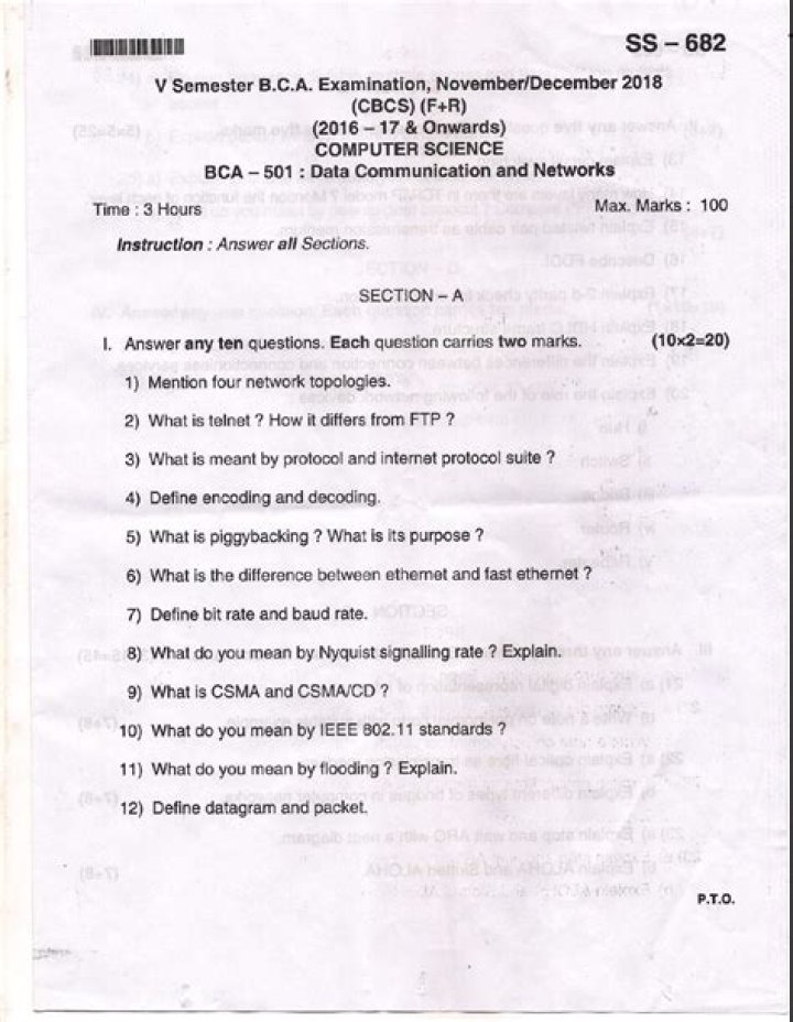 Bits Pilani Computer Networks Previous Year Questions PDF