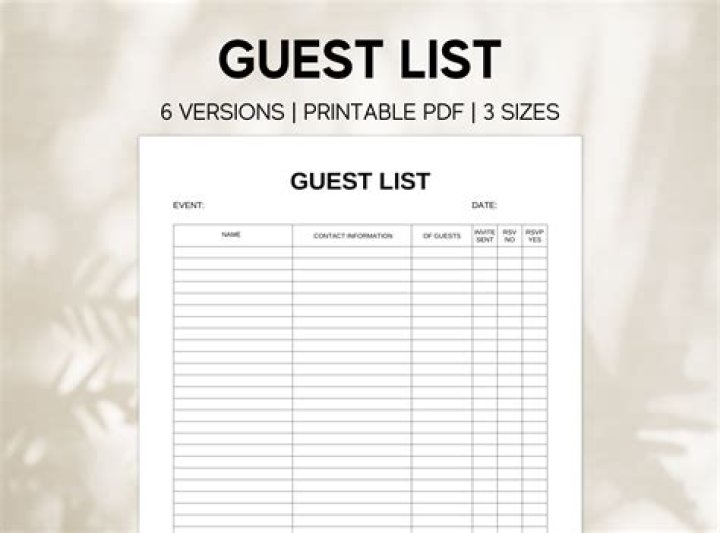 Black and White Ball Guest List PDF – Invite List for Elegant Events