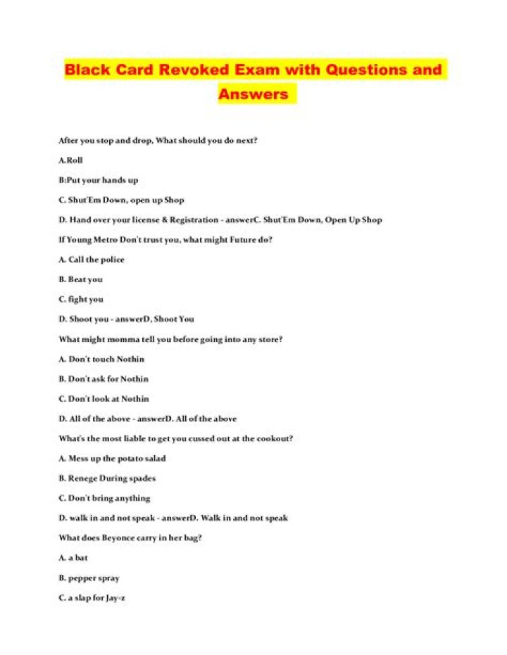 Black Card Revoked: Expert Q&A PDF Answers