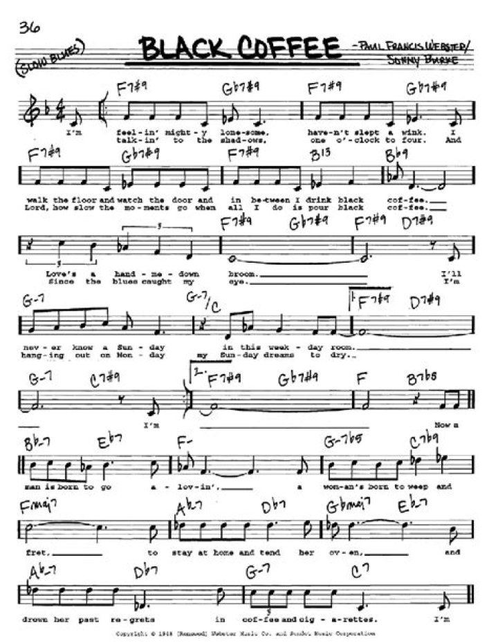 Black Coffee Lead Sheet PDF – Quick Recipe Template