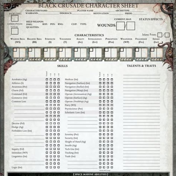 Black Crusade Character Sheet PDF – Download Complete Game Sheet