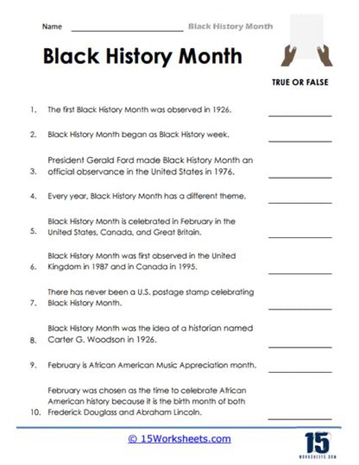 Black History Month PDF Worksheet: Free Educational Resource