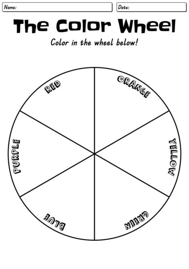 Blank Color Wheel Worksheet PDF for Art & Design Learning