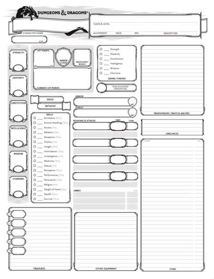 Download Free Blank D&D 5e Character Sheet PDF