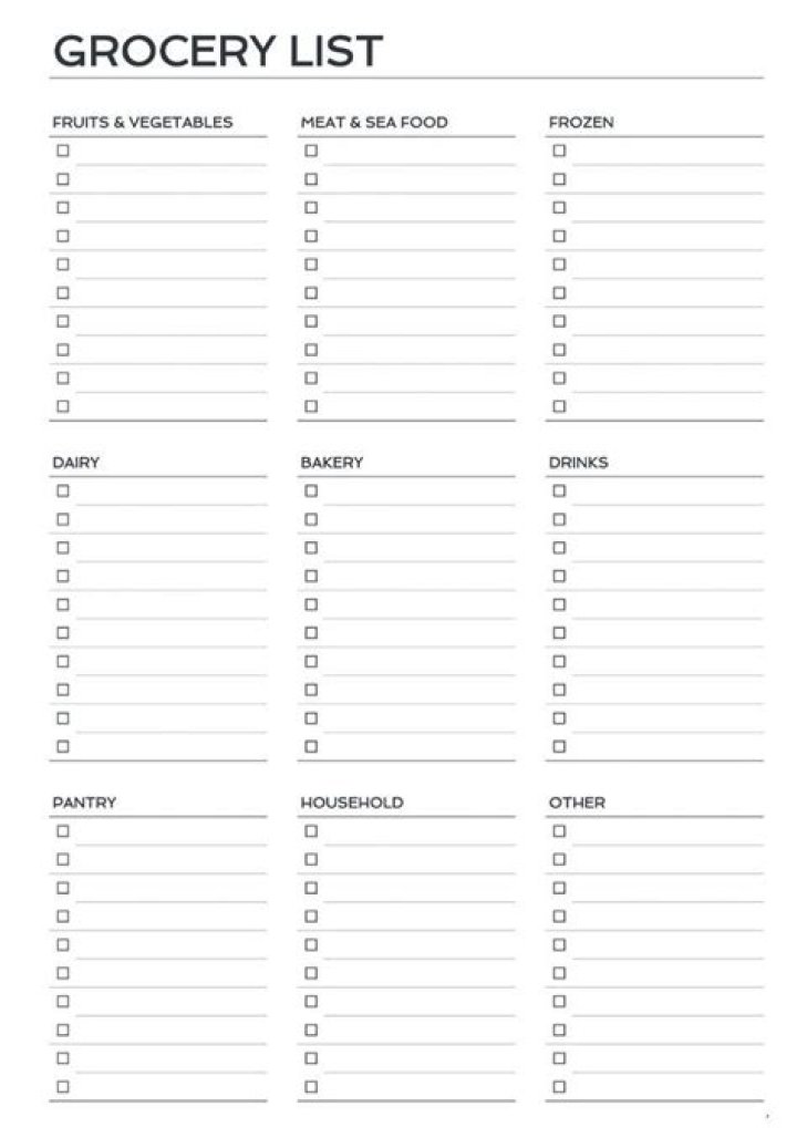 Blank Grocery List PDF Template – Free Download