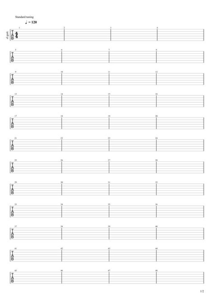 Blank Tab Sheet PDF Template – Free Download