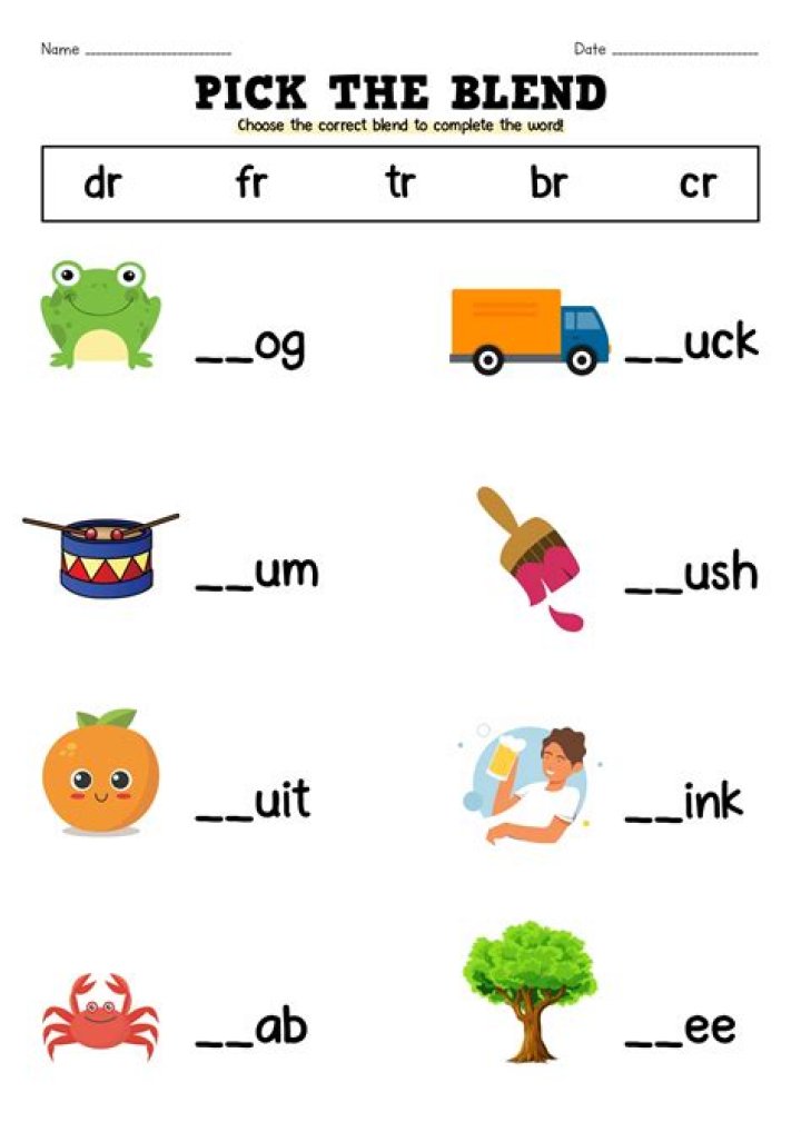 Blending Sounds Worksheets for Kindergarten PDF – Free Printable