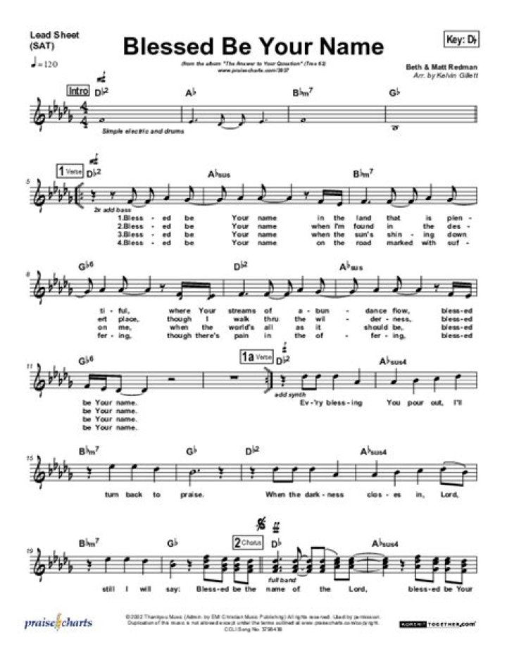 Blessed Be Your Name Lead Sheet PDF – Free Download