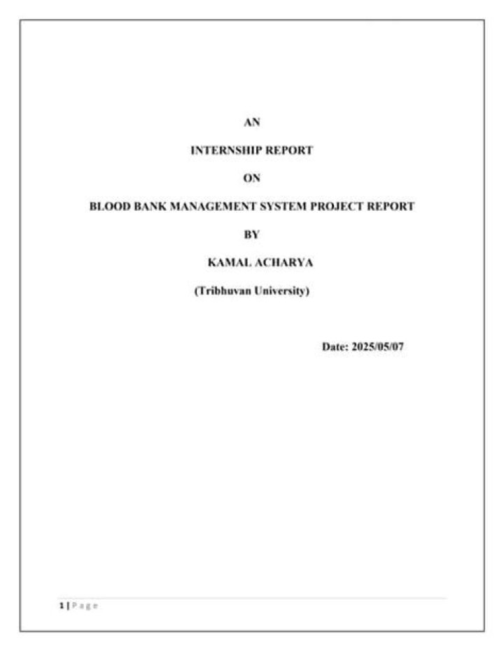 Blood Bank Management System Project Report PDF: Complete Implementation Guide