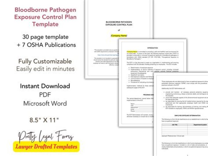 Bloodborne Pathogens Exposure Control Plan PDF for Workplace Safety