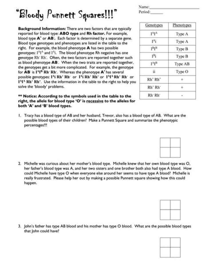Bloody Punnett Squares Answer Key PDF with Step-by-Step Solutions