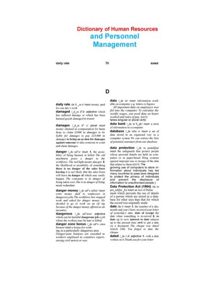 Bloomsbury Dictionary of Human Resources and Personnel Management – Key Terms & Definitions