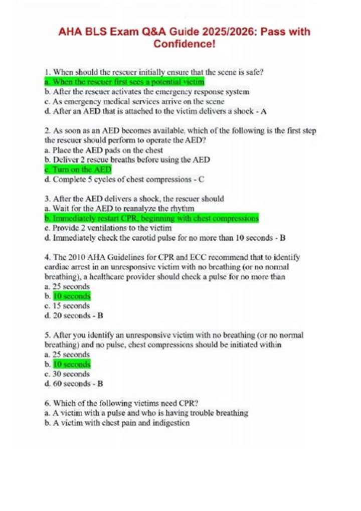 BLS Exam Questions and Answers 2020 PDF – Practice Test with Real Answers