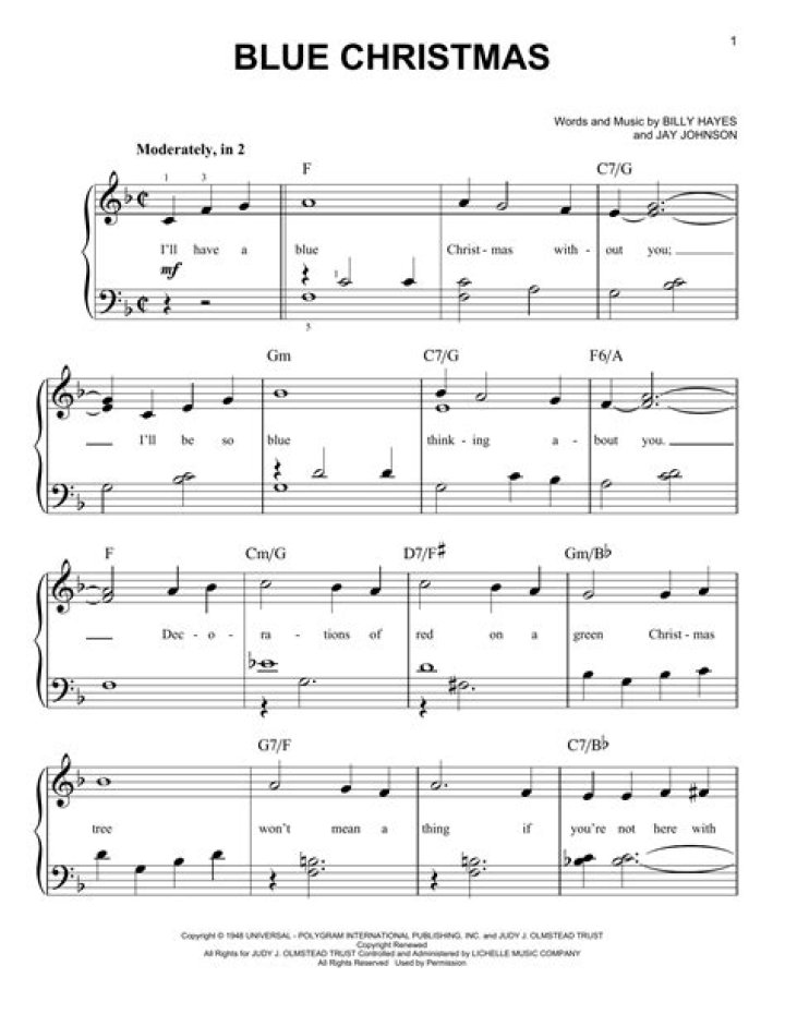 Blue Christmas Sheet Music PDF – Download Free Holiday Music