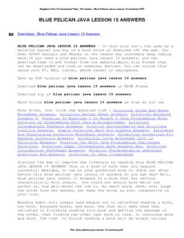Blue Pelican Java Answer Key PDF Download