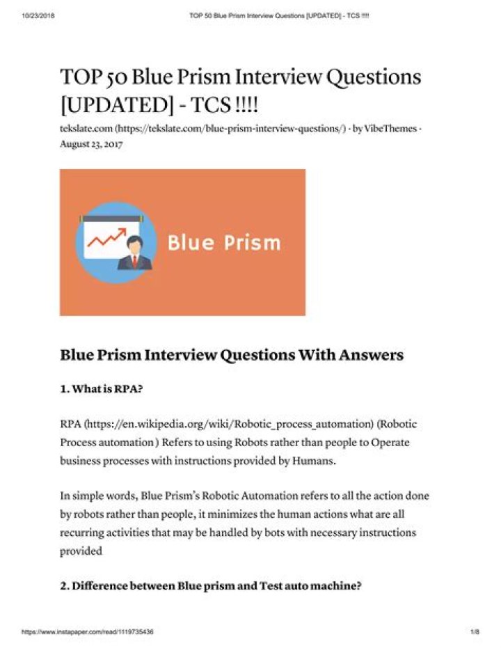 Blue Prism Interview Questions PDF: Expert Prep Guide