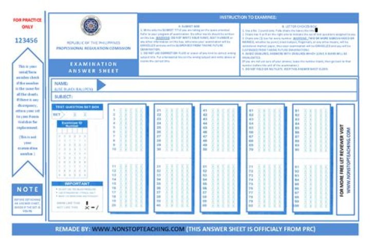 Board Exam Answer Sheet Sample PDF Download